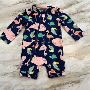Carter Baby Girl Swimsuit flamingo tropical animal pattern size 12 months